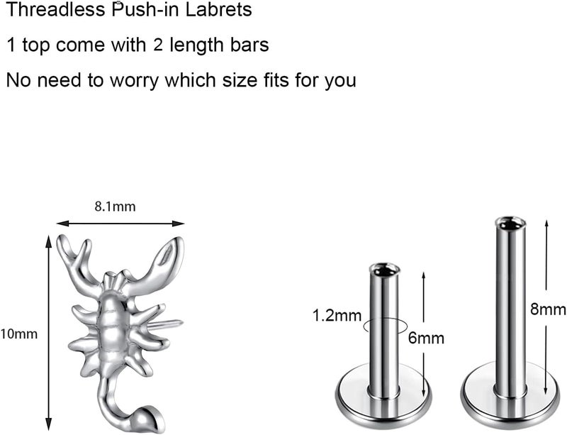 TOMIDES 1Pcs G23 Titanium Flat Back Earrings Studs 16g F136 Implant Grade Titanium Labrets Press Fit Threadless Push In Dainty Cartilage Helix Conch Lobe Lip Tragus Piercing Jewelry - Image 2